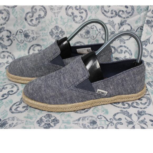 TOMS Womens Redondo Navy‎ Slub Chambray Slip-on Size 5.5 - Picture 1 of 9